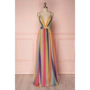 Chiffon maxi dress, multicolor